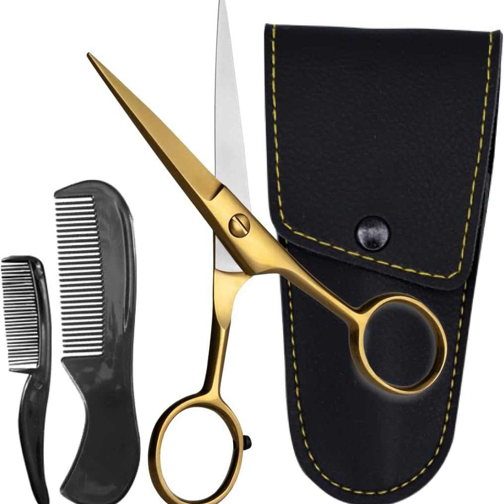 ONTAKI Professional German Steel Beard & Mustache Scissors (5")