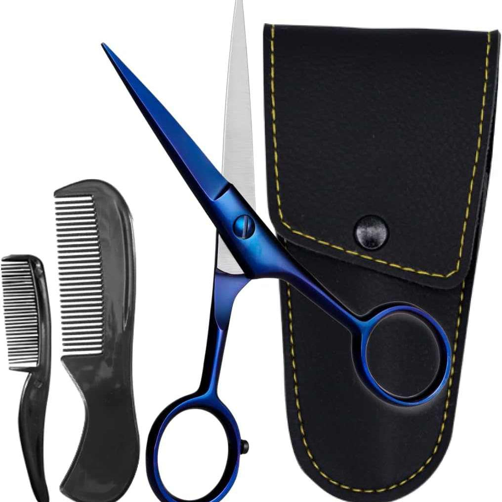 ONTAKI Professional German Steel Beard & Mustache Scissors (5")