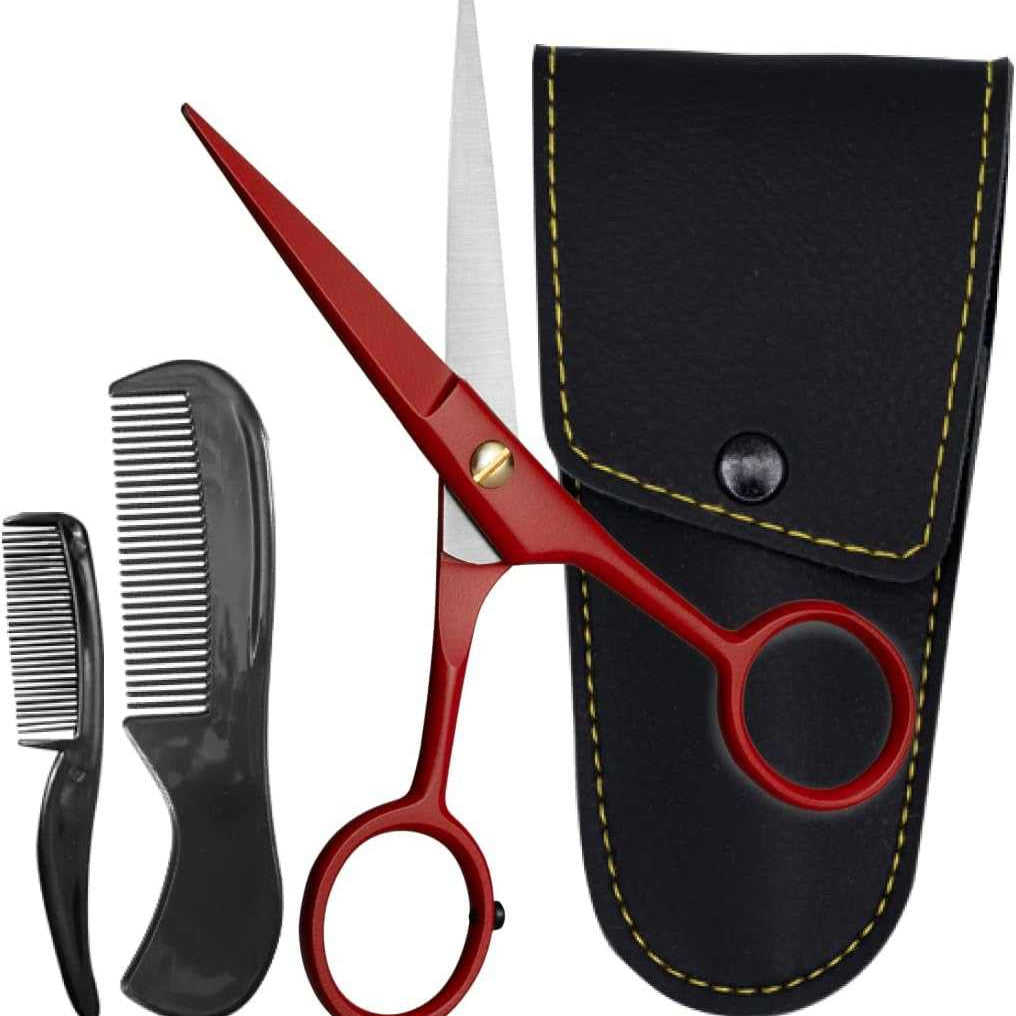 ONTAKI Professional German Steel Beard & Mustache Scissors (5")