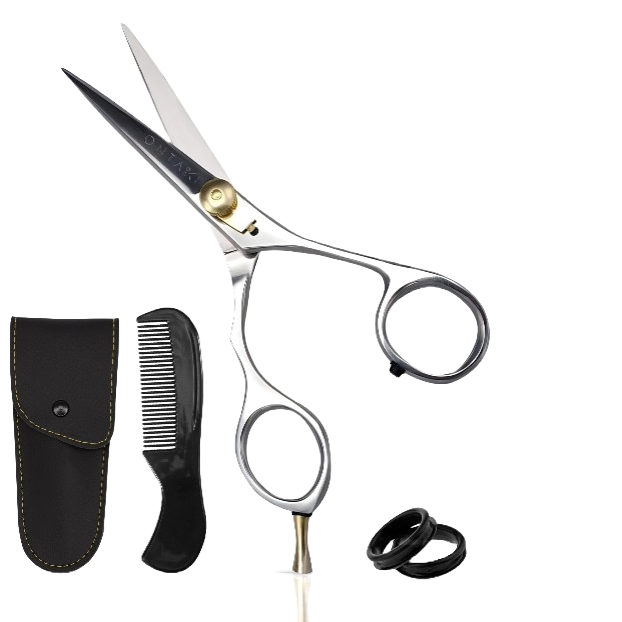 ONTAKI Japanese Steel Beard & Mustache Right & Left Handed Scissors (5.5")