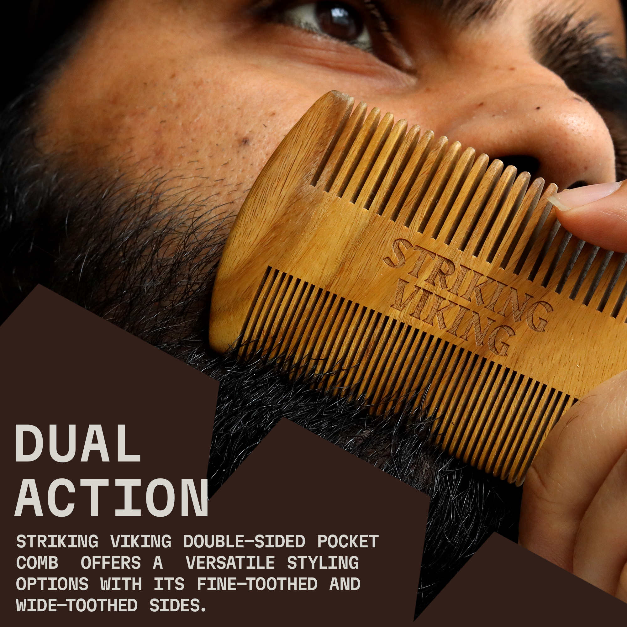Sandalwood Wooden Beard Comb (Black)