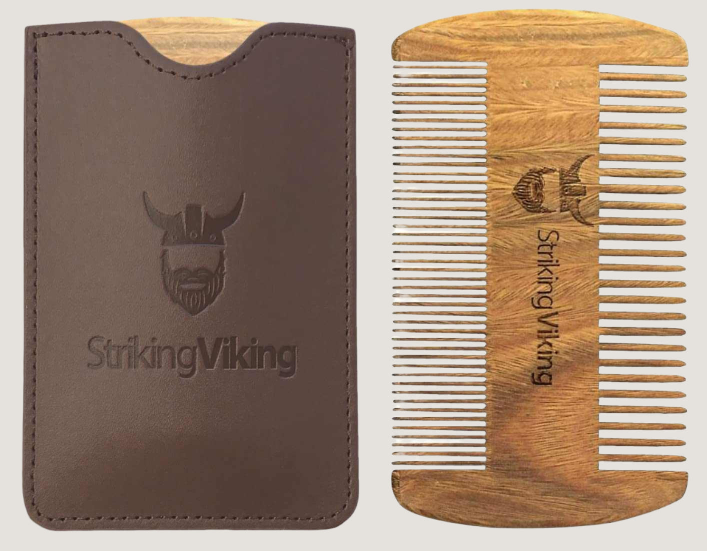 striking viking wooden beard comb