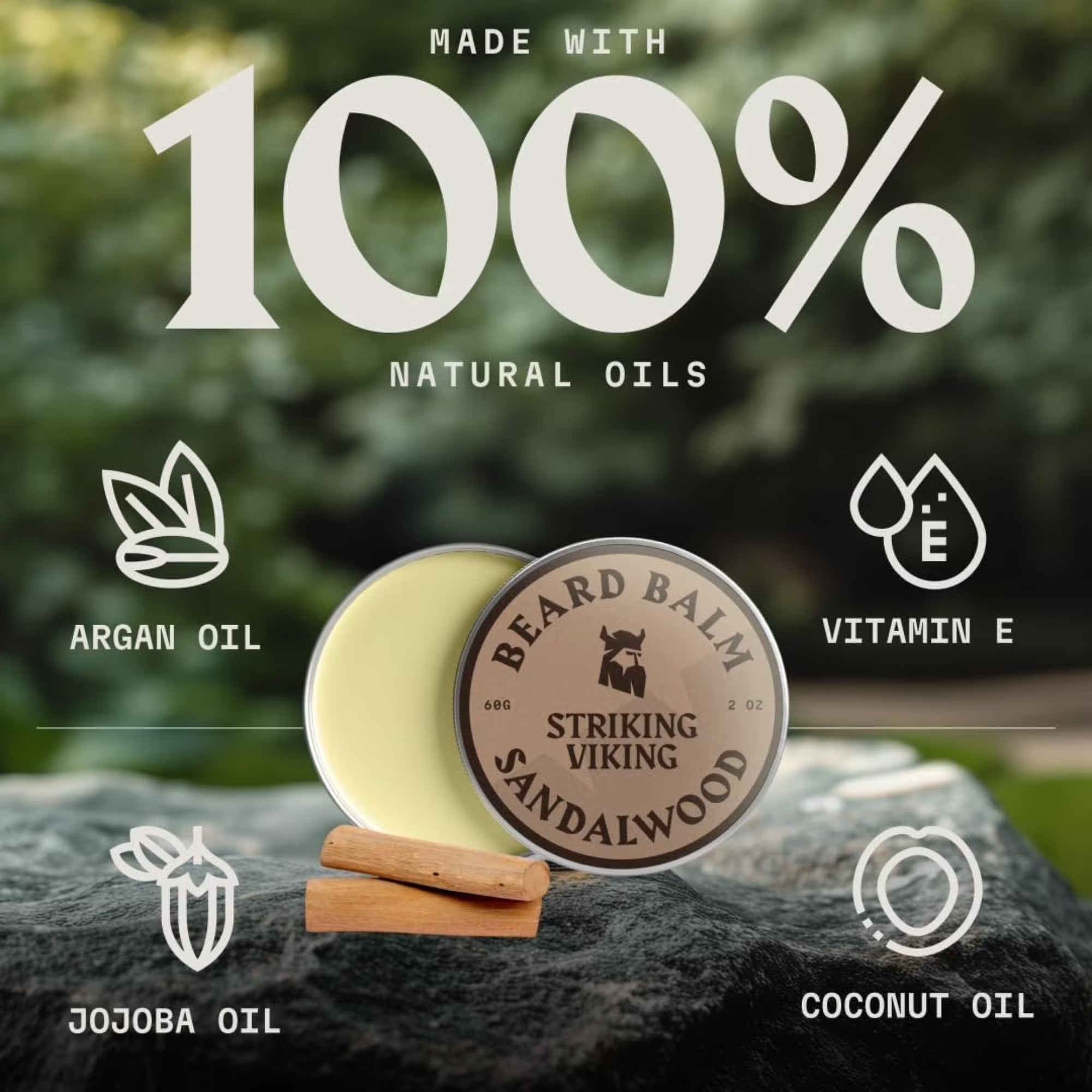 Striking Viking Sandalwood Beard Oil & Balm Kit for Soft Healthy Beard Care for Men