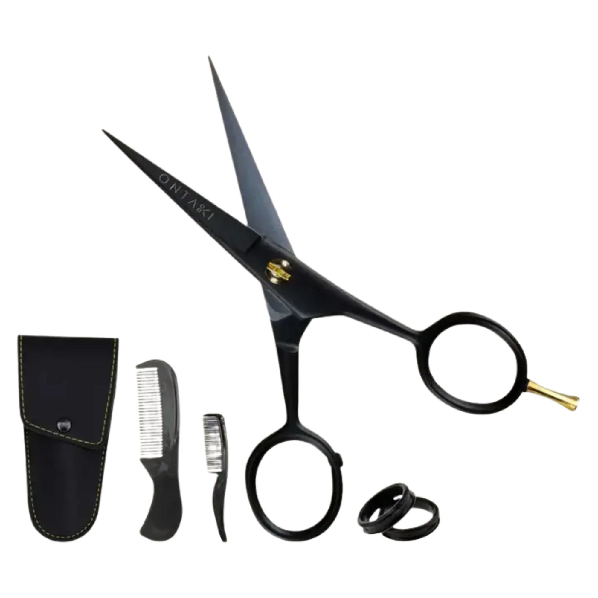 ONTAKI Beard & Mustache Scissors with Finger Rest 5 Inch – German Steel Grooming Kit
