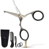 ONTAKI Tijeras para Barba y Bigote de Punta Redondeada de Acero Japonés (4.2") - Black