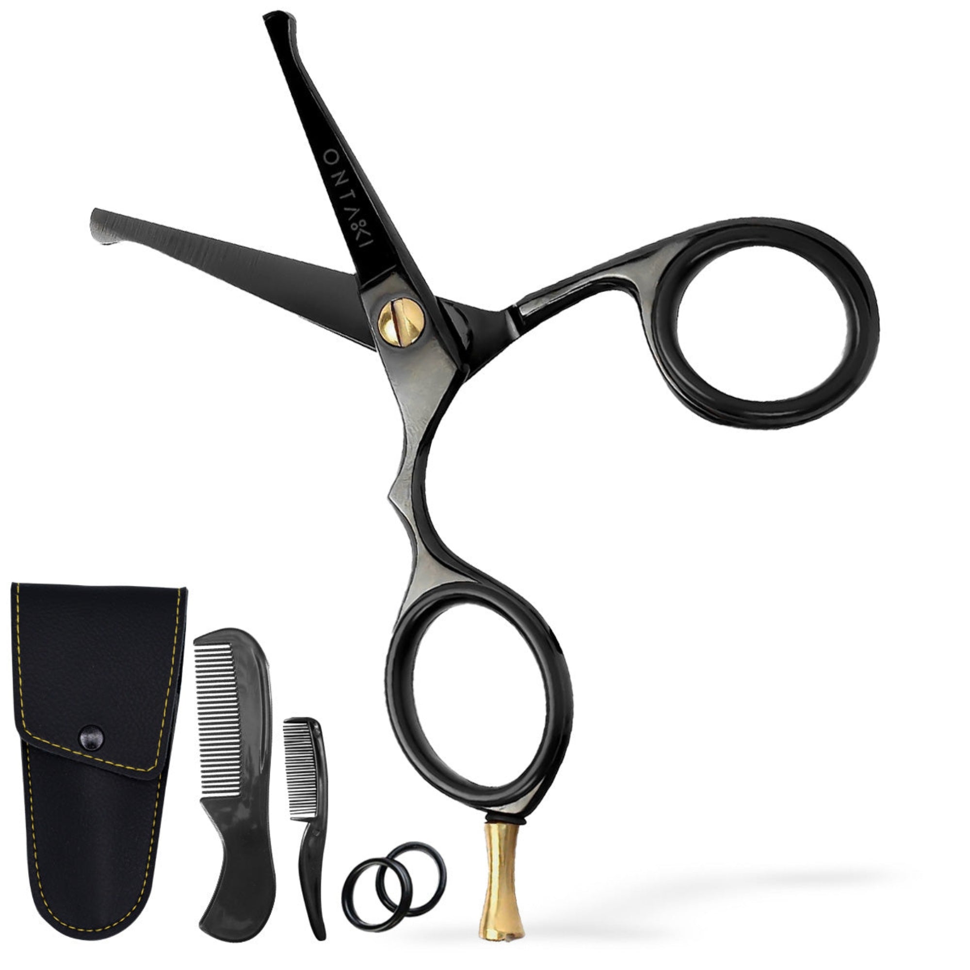 ONTAKI Japanese Steel Rounded Tip Beard & Mustache Scissors 4.2 Inch Grooming Kit