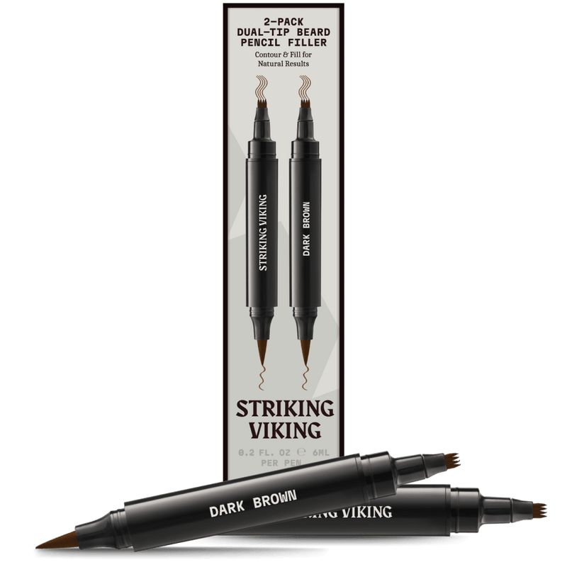 Beard Filler Pen - Dual Tip (2-pack) by Striking Viking, featuring dual-tip design for natural beard filling.