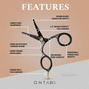 ONTAKI Japanese Steel Rounded Tip Beard & Mustache Scissors 4.2 Inch Grooming Kit
