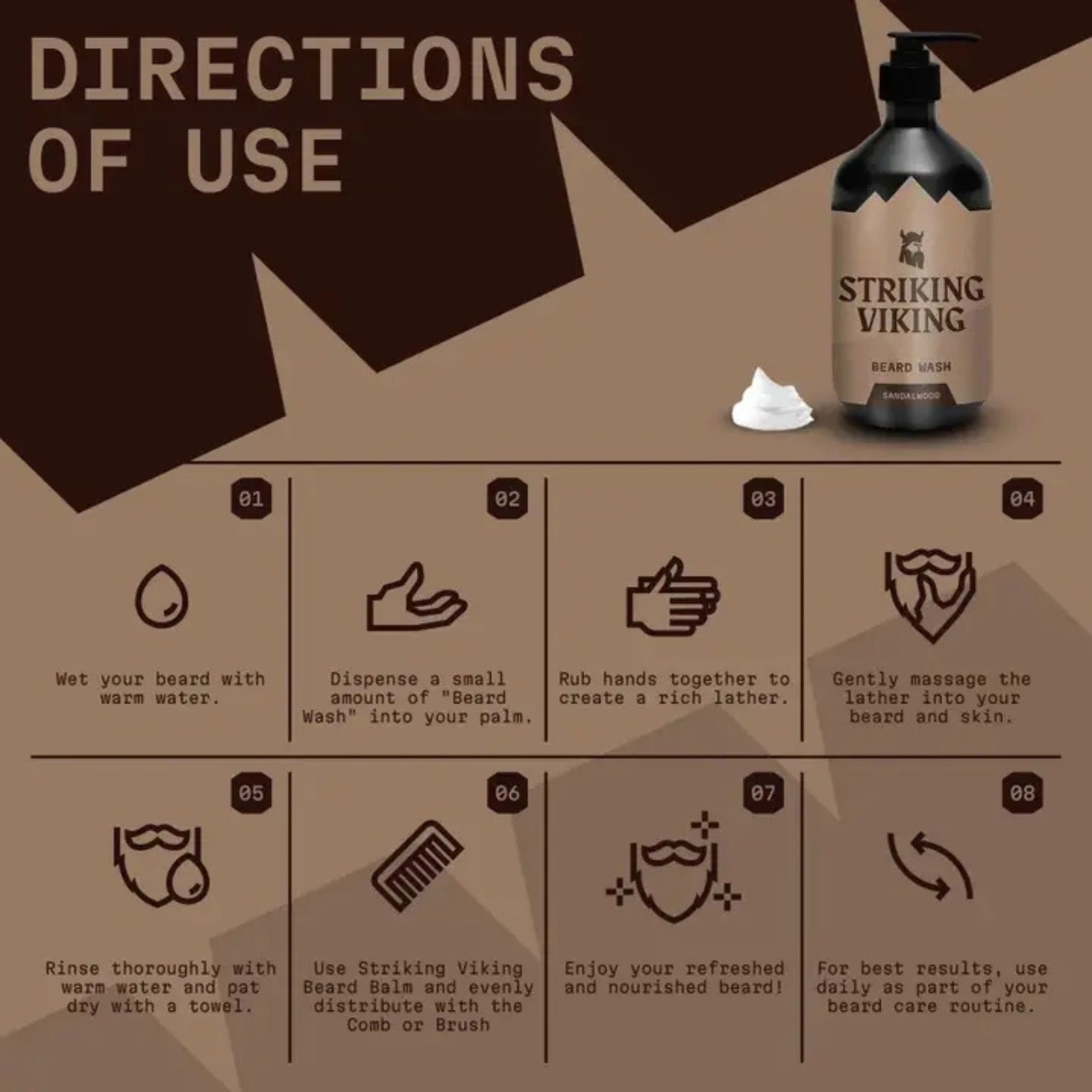 Striking Viking Sandalwood Beard Shampoo for Clean Healthy Soft Beard Care for Men