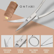 ONTAKI Curved Fabric Scissors 6.5 Inch – German Stainless Steel Embroidery Scissors