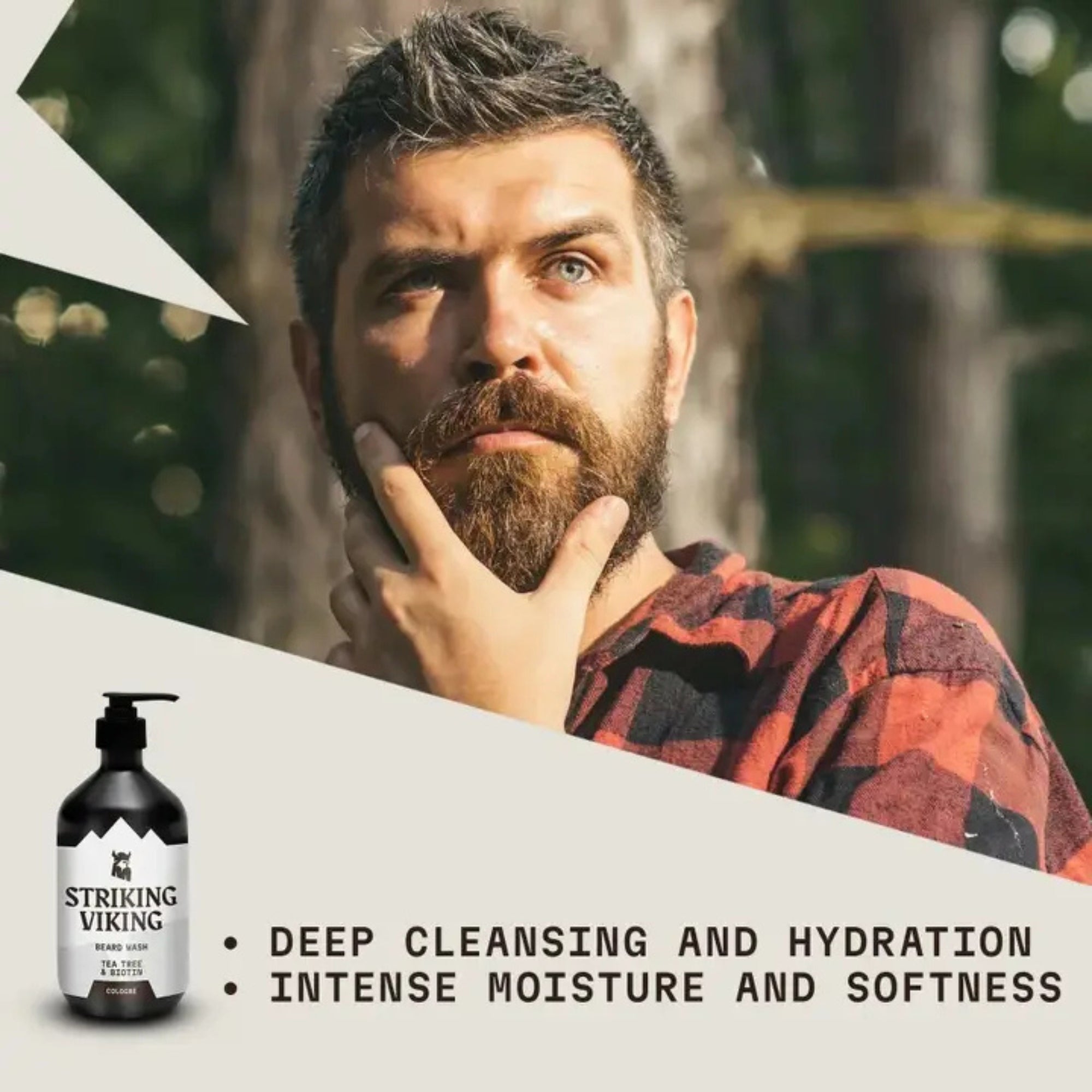 Striking Viking Tea Tree & Biotin Beard Wash Cologne for Clean Fresh Healthy Beard Care