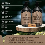 Striking Viking Sandalwood Beard Shampoo & Conditioner Set – Hydrating Beard Care for Men