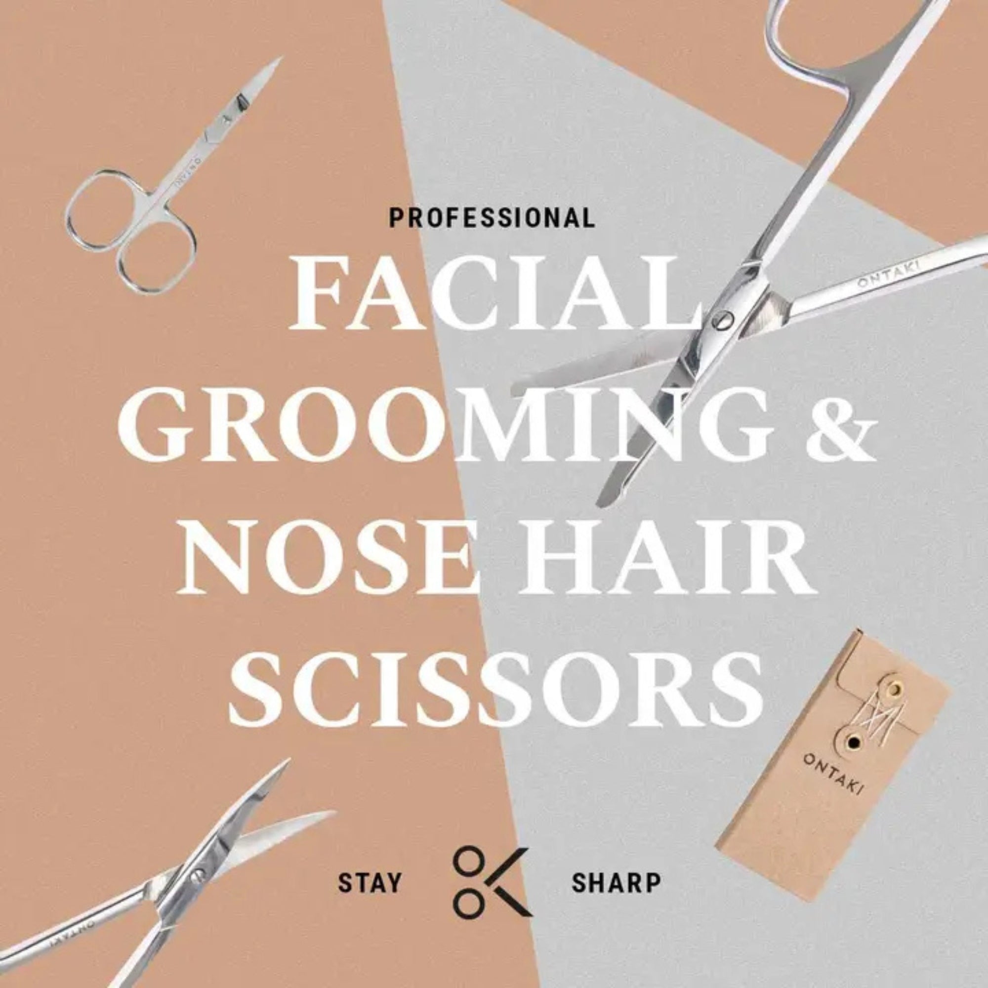 ONTAKI Facial Hair Grooming Scissors 2 Pack – Precision Beard, Nose & Mustache Trimming