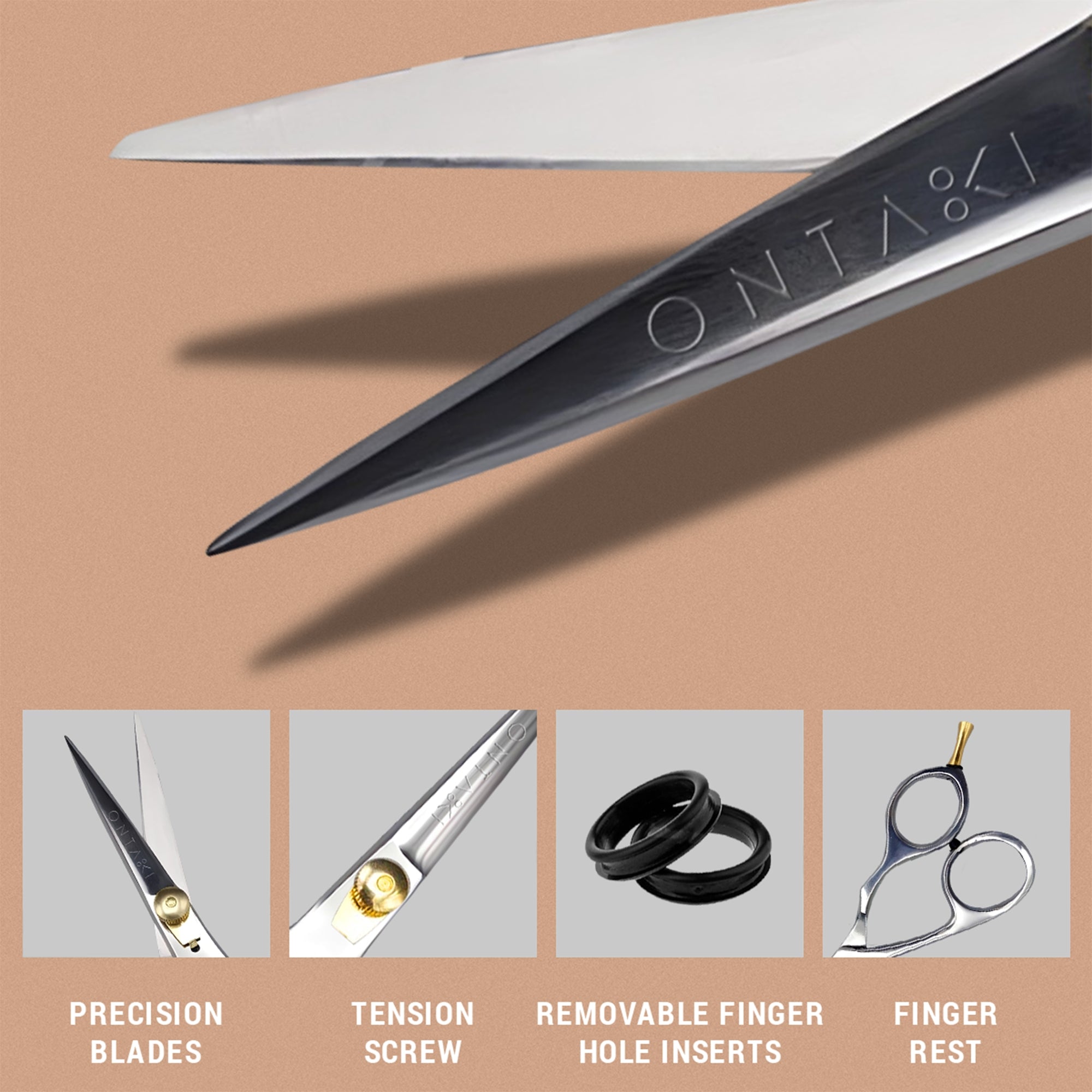 ONTAKI Japanese Steel Beard & Mustache Scissors 5.5 Inch – Professional Grooming Kit