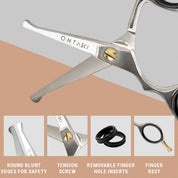 ONTAKI Japanese Steel Rounded Tip Beard & Mustache Scissors 4.2 Inch Grooming Kit