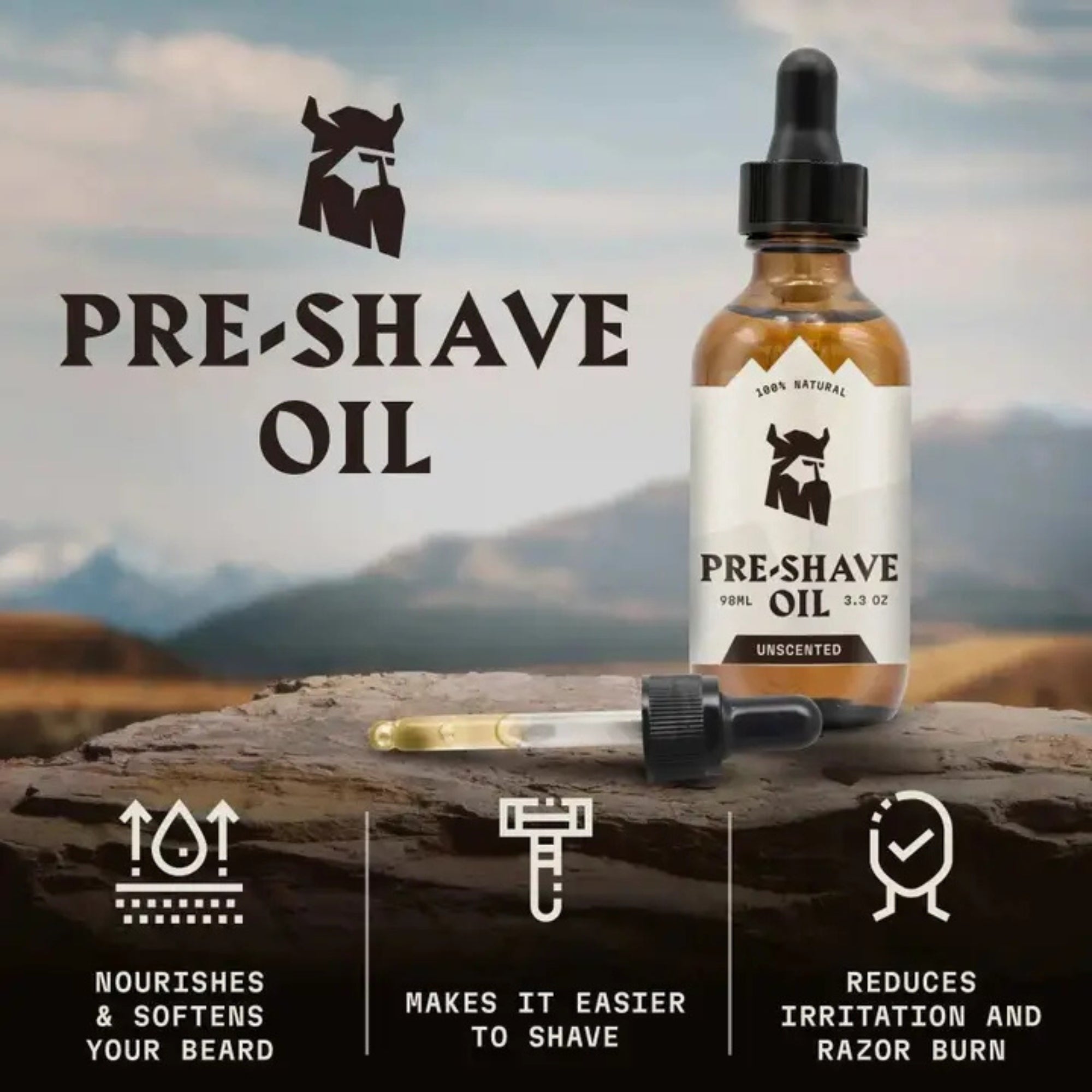 Striking Viking Unscented Pre Shave Oil for Men – Smooth Razor Glide & Skin Protection