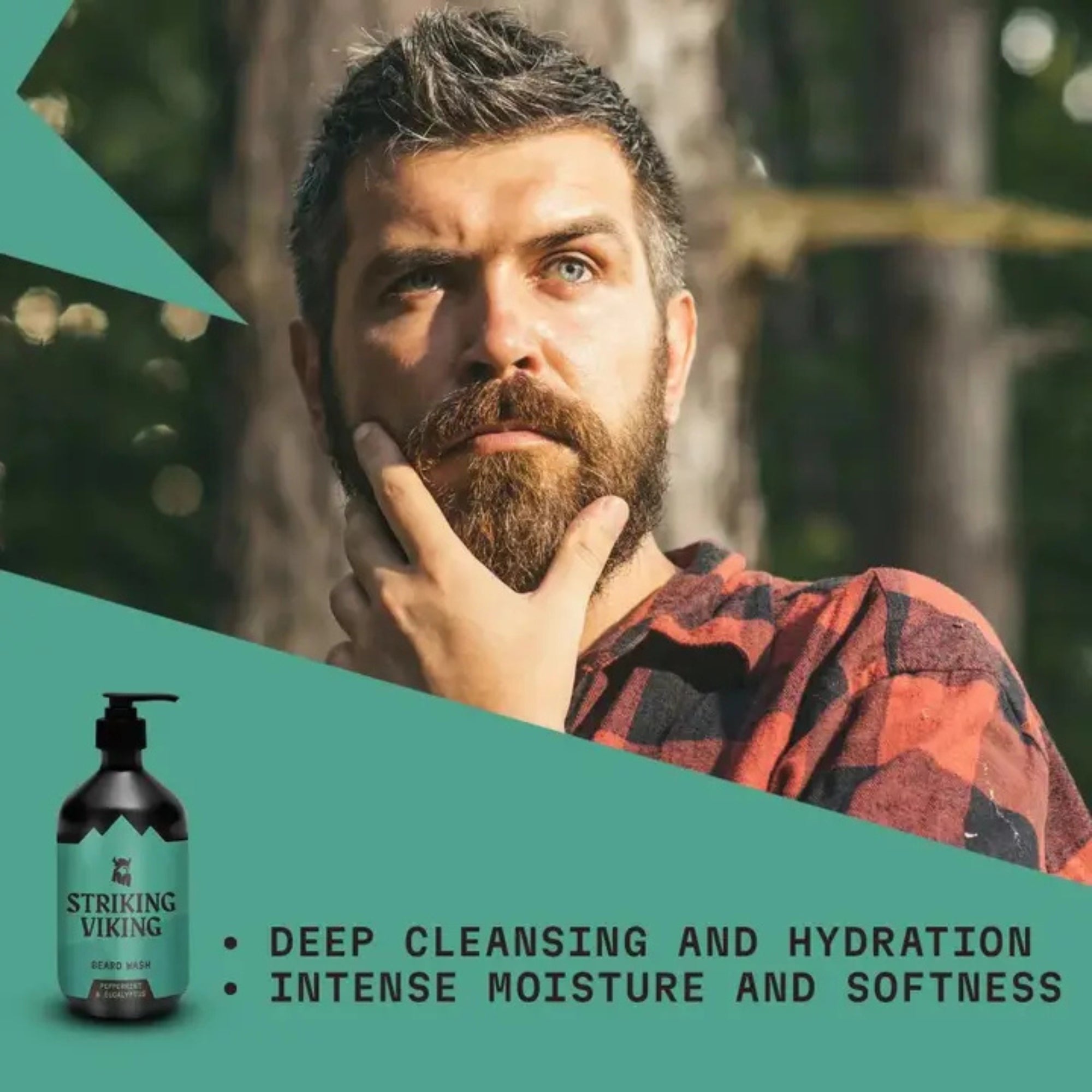 Striking Viking Beard Shampoo with Natural Peppermint & Eucalyptus for Refreshing Beard Care