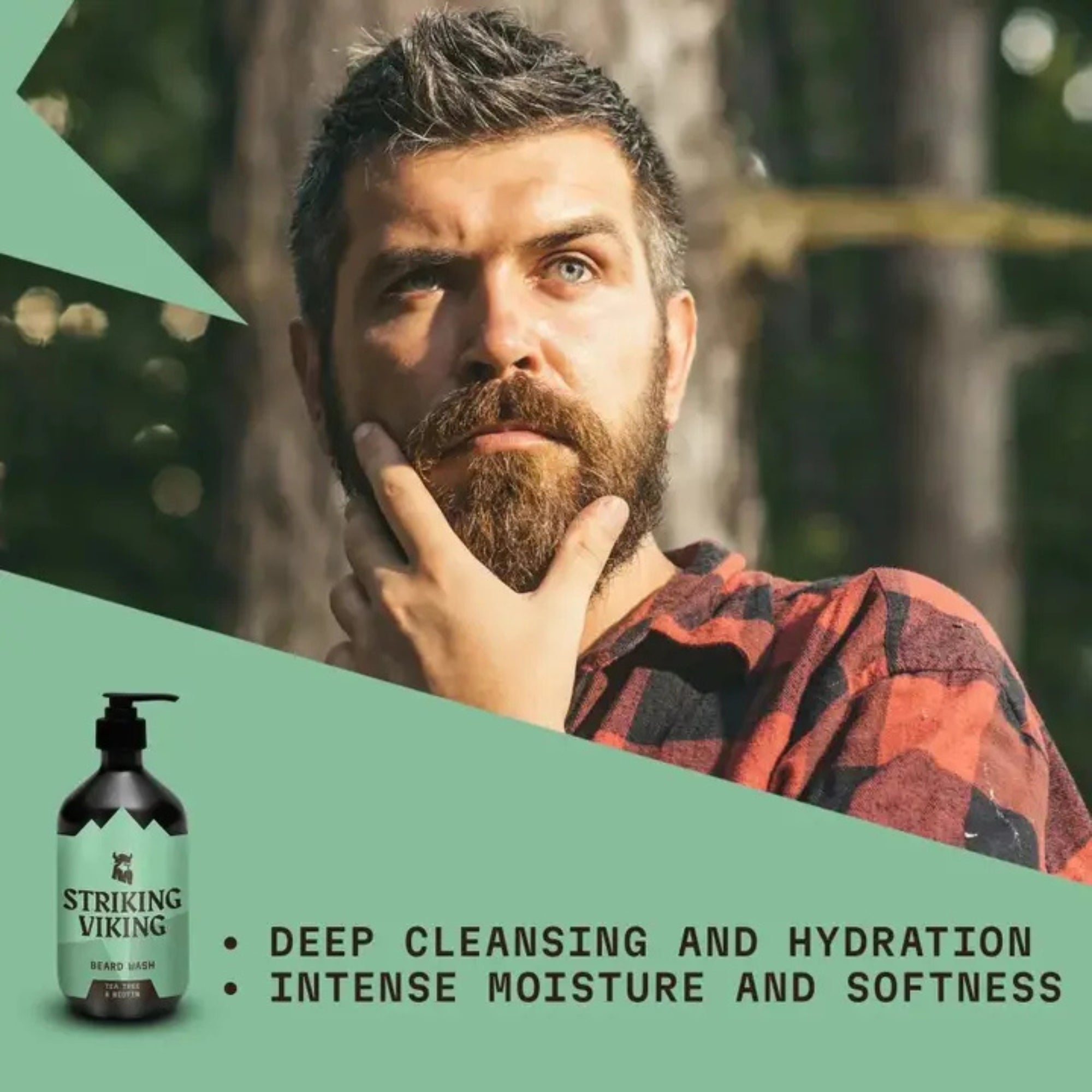 Striking Viking Tea Tree & Biotin Beard Shampoo for Clean Healthy Soft Beard Care for Men