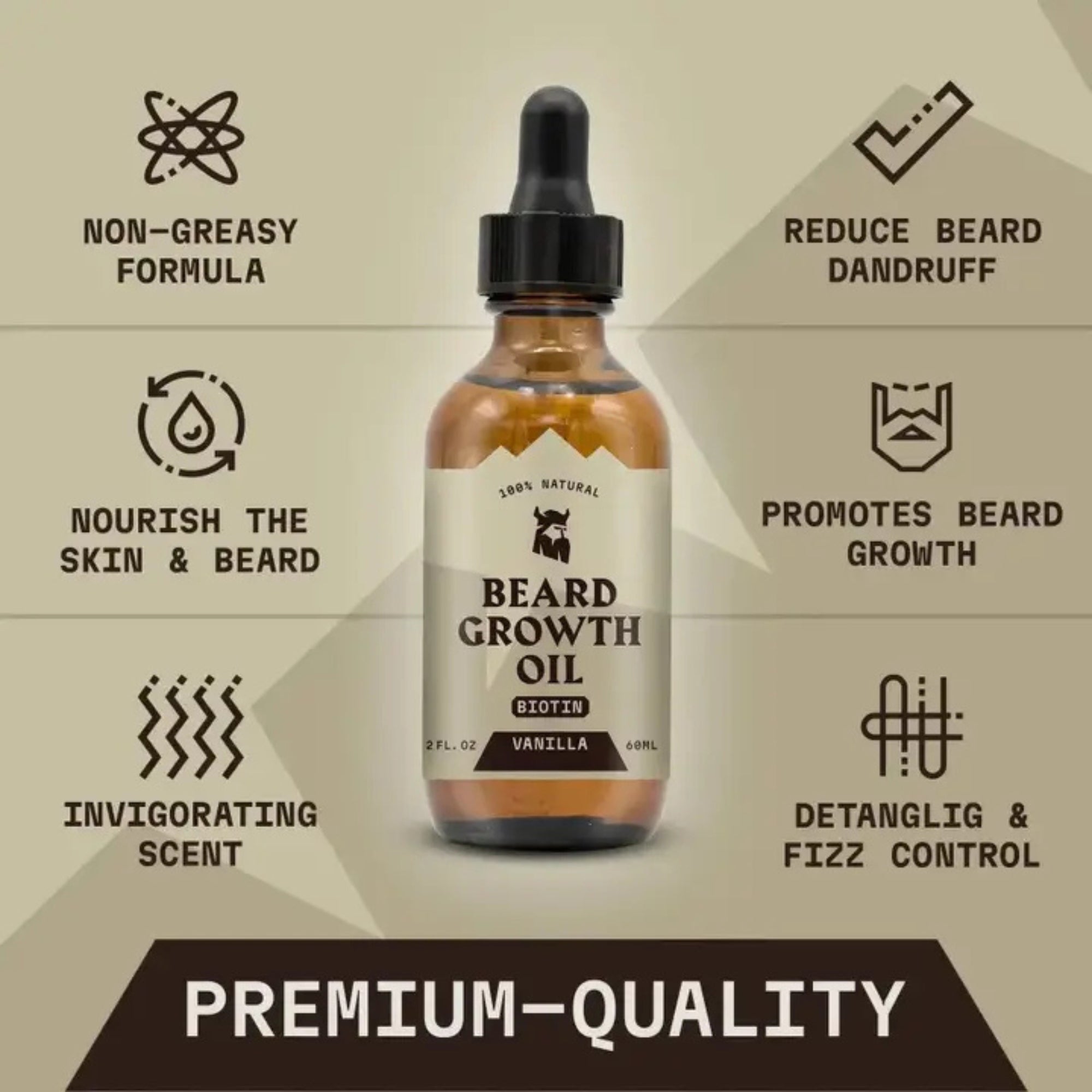 Striking Viking Vanilla Beard Growth Oil with Biotin & Castor Oil for Fuller Beard Growth