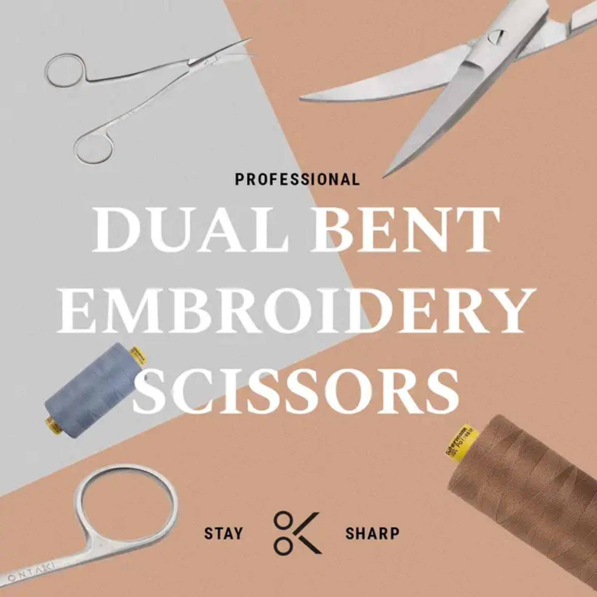 ONTAKI Curved Fabric Scissors 6.5 Inch – German Stainless Steel Embroidery Scissors