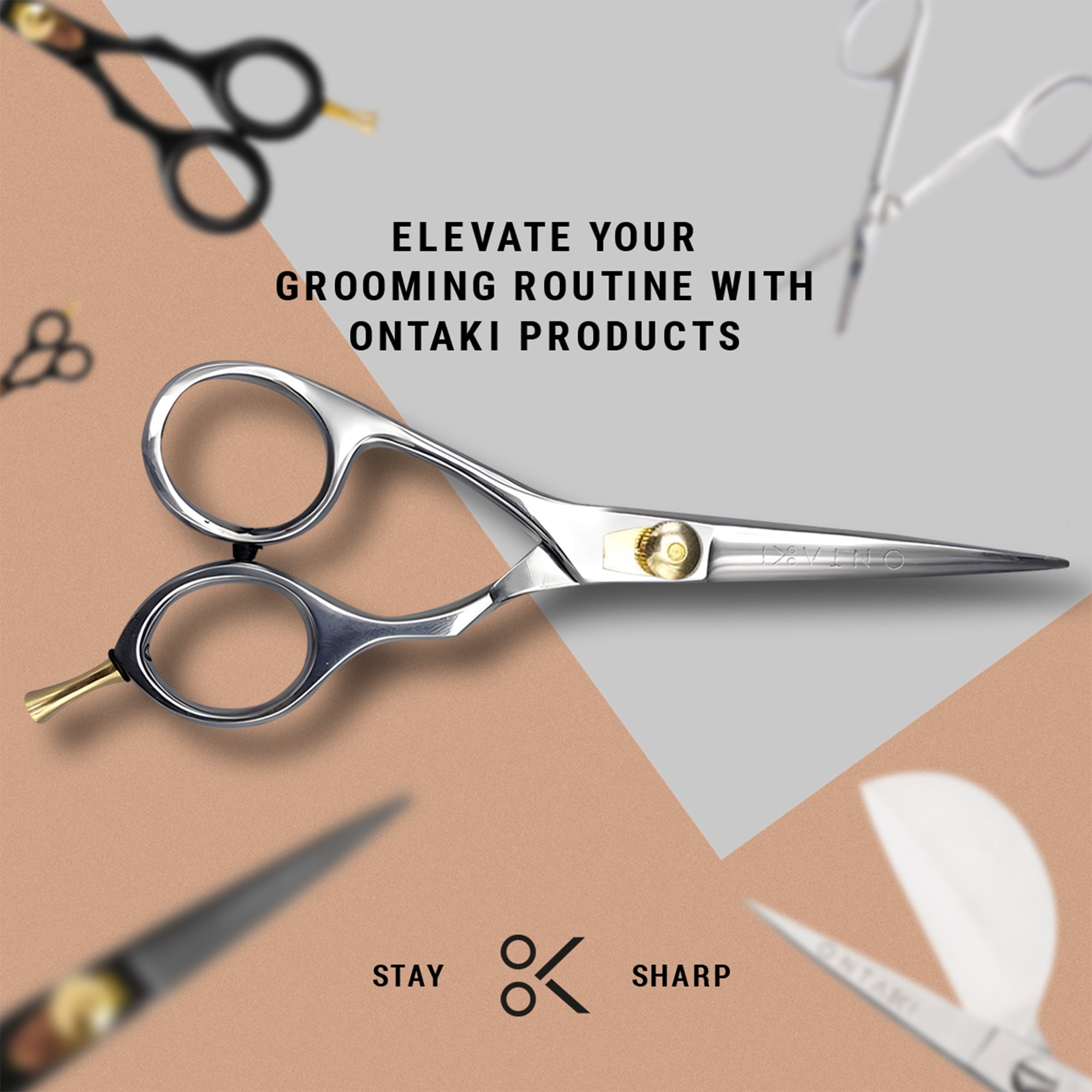 ONTAKI Japanese Steel Beard & Mustache Scissors 5.5 Inch – Professional Grooming Kit