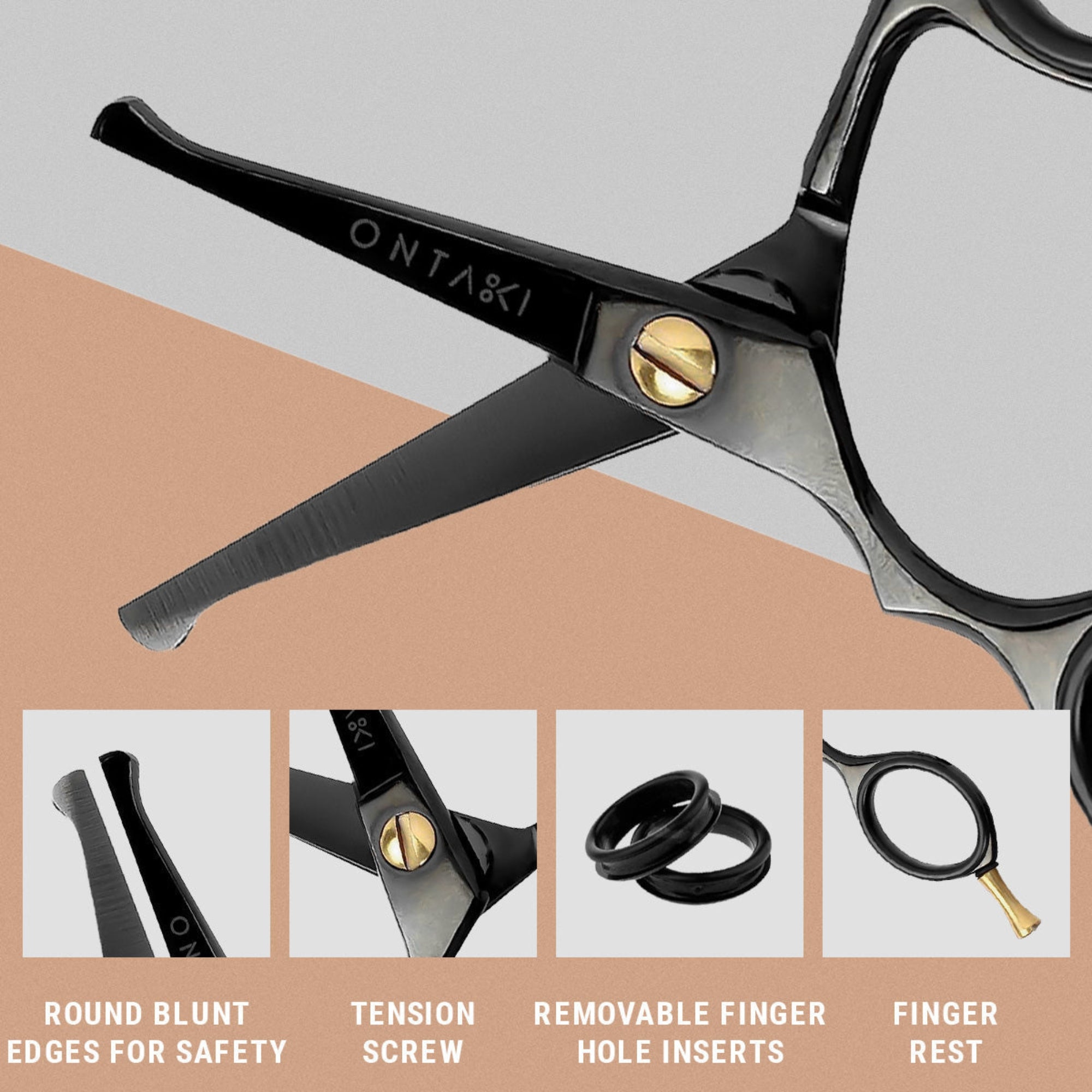 ONTAKI Japanese Steel Rounded Tip Beard & Mustache Scissors 4.2 Inch Grooming Kit