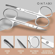 ONTAKI Facial Hair Grooming Scissors 2 Pack – Precision Beard, Nose & Mustache Trimming