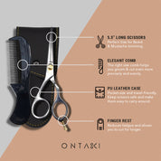 ONTAKI Japanese Steel Beard & Mustache Scissors 5.5 Inch – Professional Grooming Kit