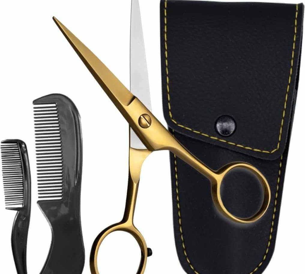 ONTAKI Professional German Steel Beard & Mustache Scissors (5")