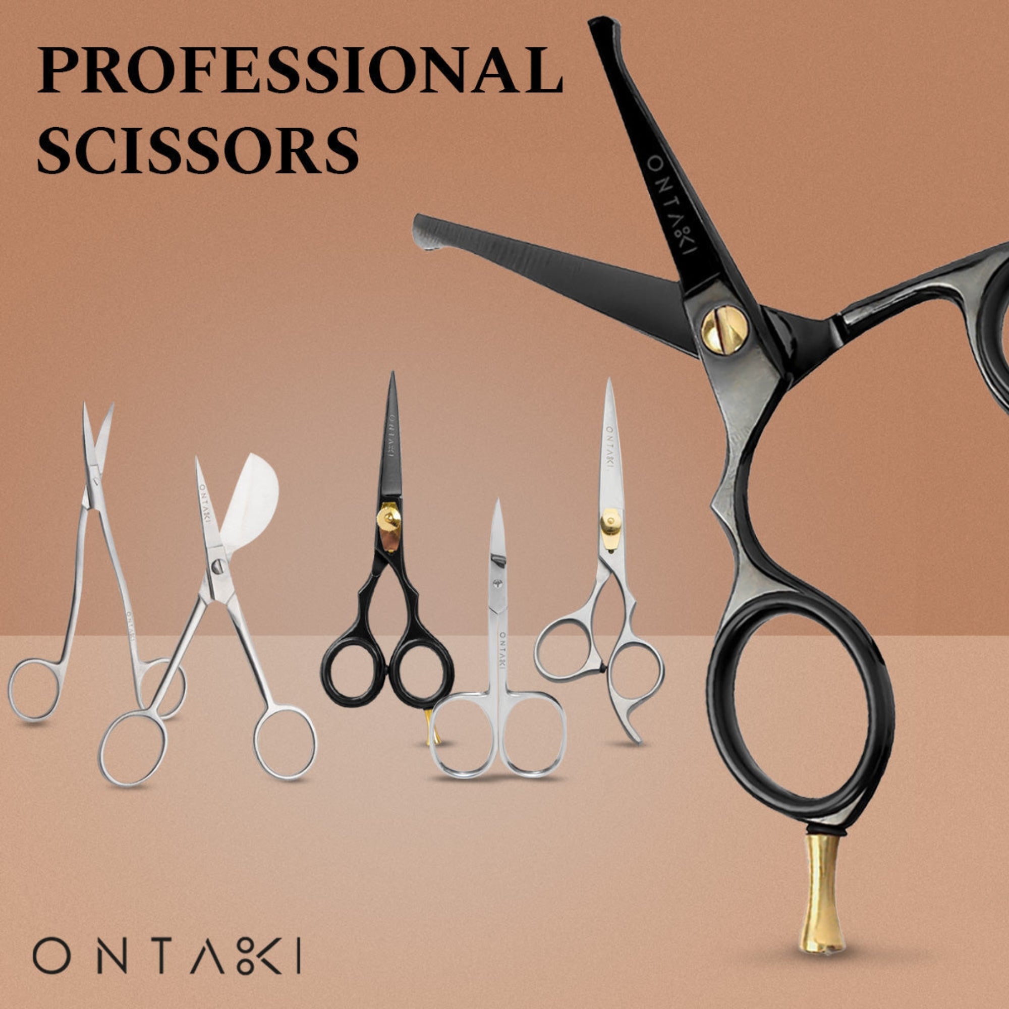 ONTAKI Japanese Steel Rounded Tip Beard & Mustache Scissors 4.2 Inch Grooming Kit