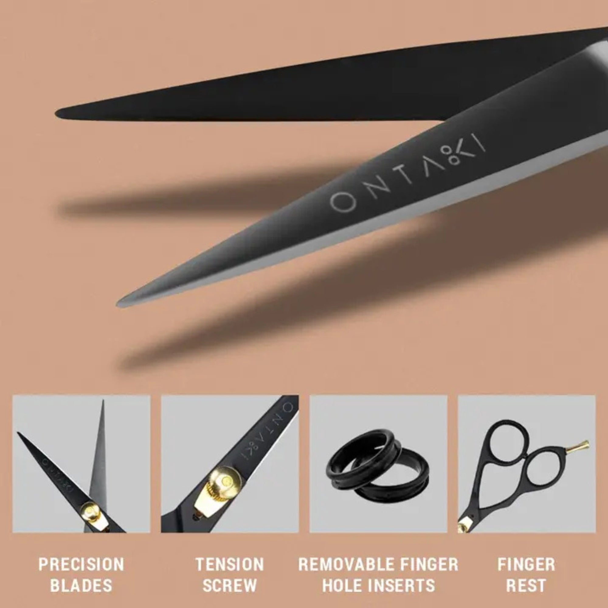 ONTAKI Japanese Steel Beard & Hair Scissors 5.5 Inch – Professional Grooming Shears