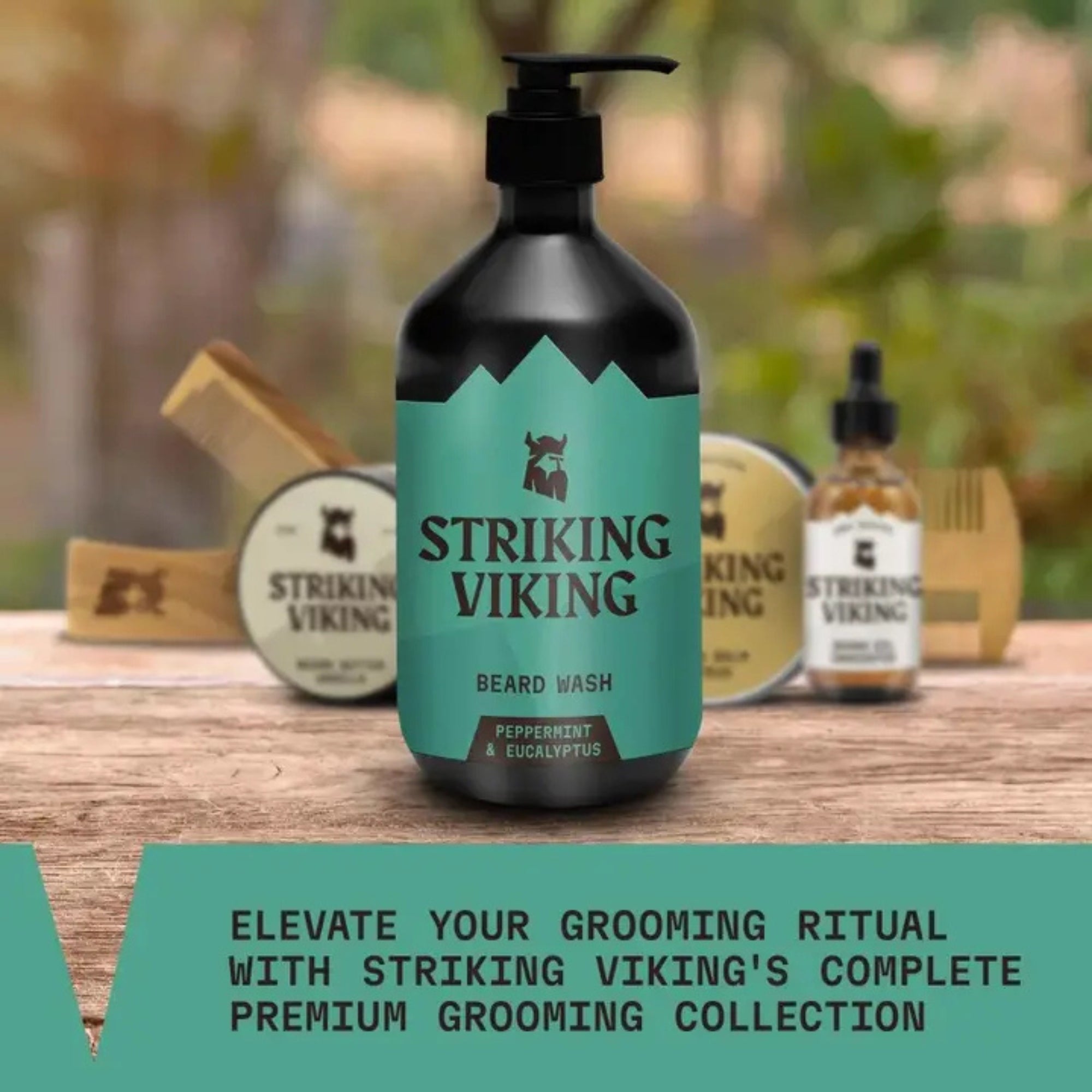 Striking Viking Beard Shampoo with Natural Peppermint & Eucalyptus for Refreshing Beard Care