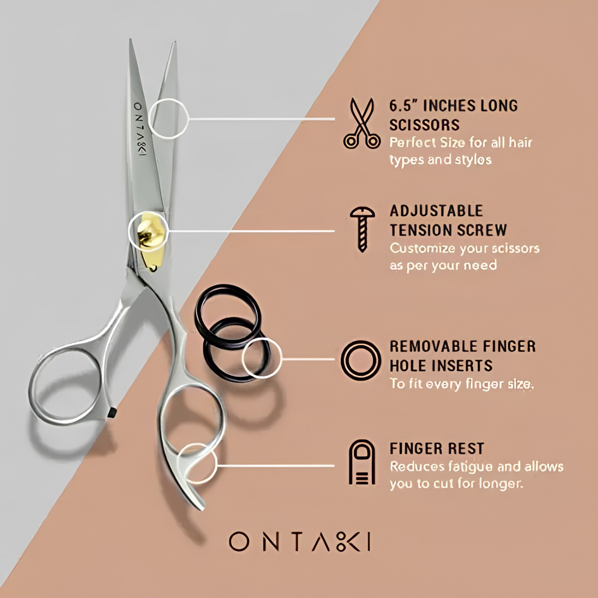 ONTAKI Professional Thinning & Texturizing Scissors Set 6.5 Inch – Japanese Alloy Steel