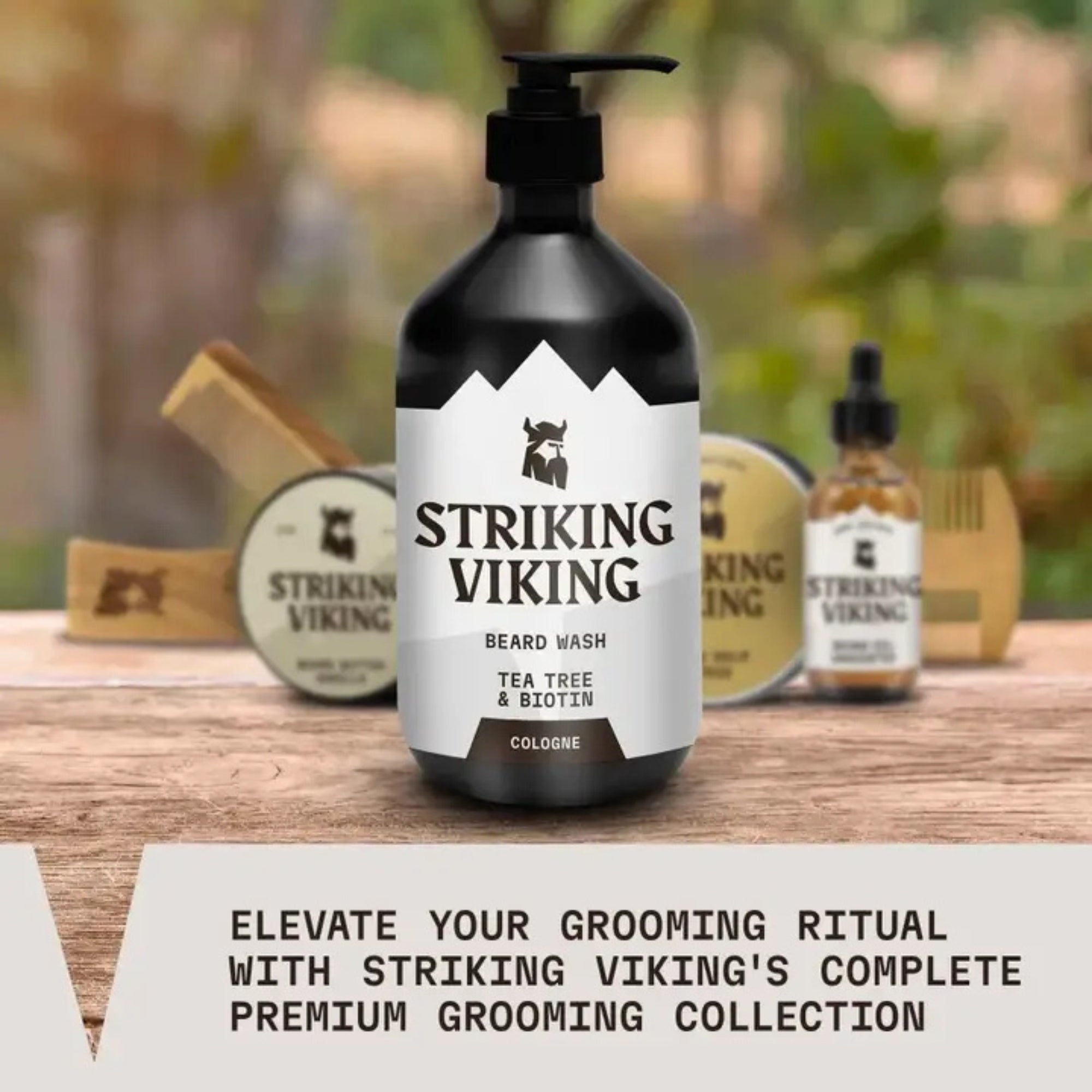 Striking Viking Tea Tree & Biotin Beard Wash Cologne for Clean Fresh Healthy Beard Care