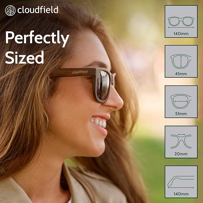 Cloudfield Unisex Polarized Wood Sunglasses - Ocean Blue