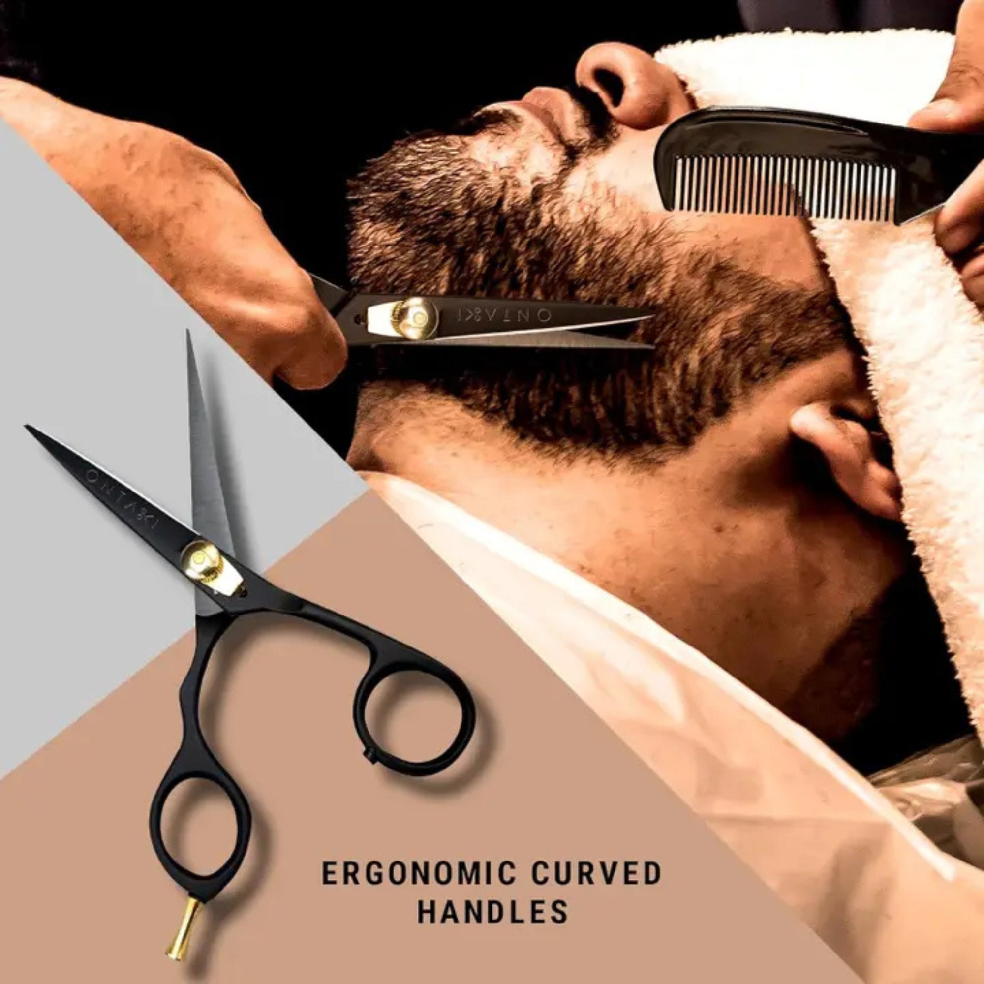 ONTAKI Japanese Steel Beard & Hair Scissors 5.5 Inch – Professional Grooming Shears