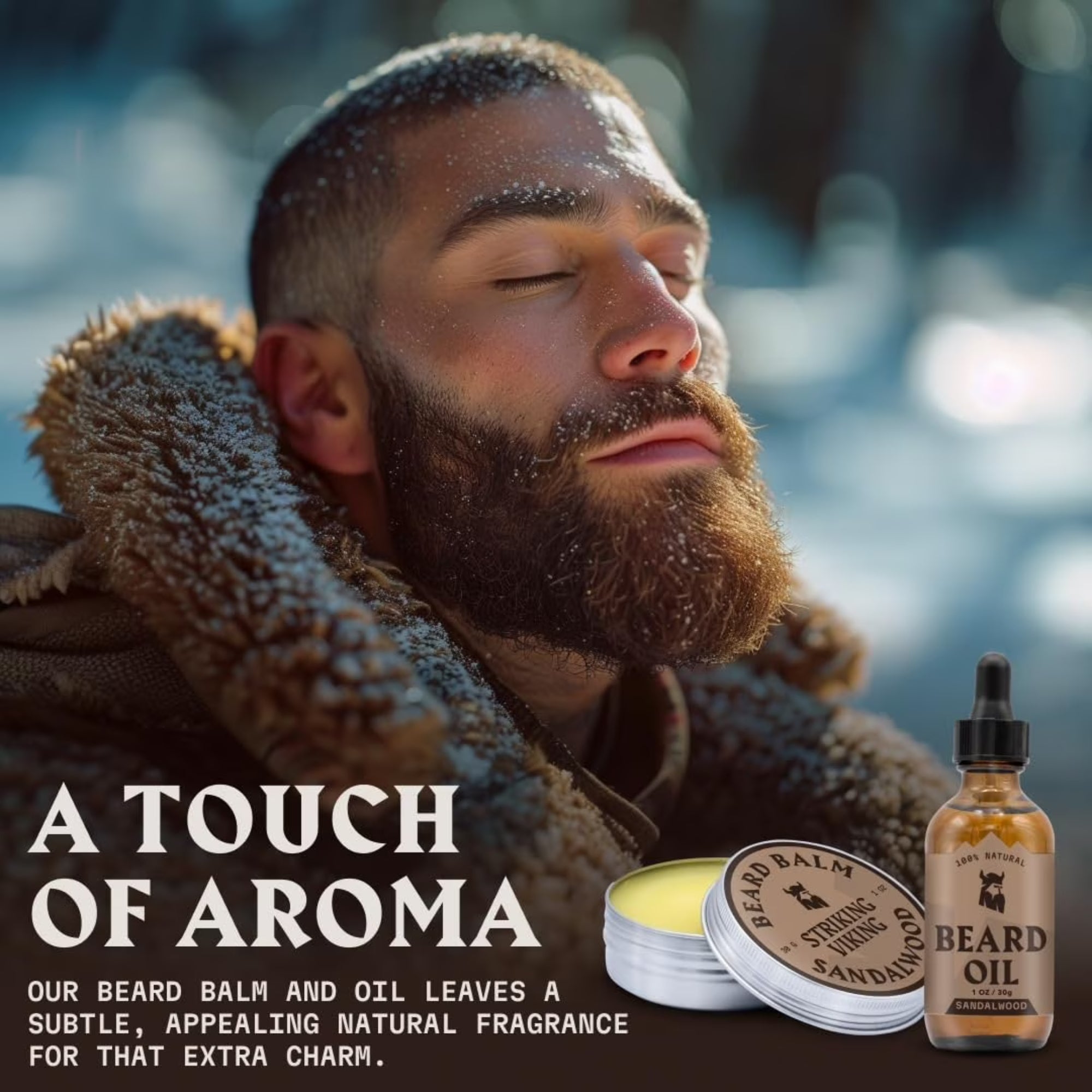 Striking Viking Sandalwood Beard Oil & Balm Kit for Soft Healthy Beard Care for Men