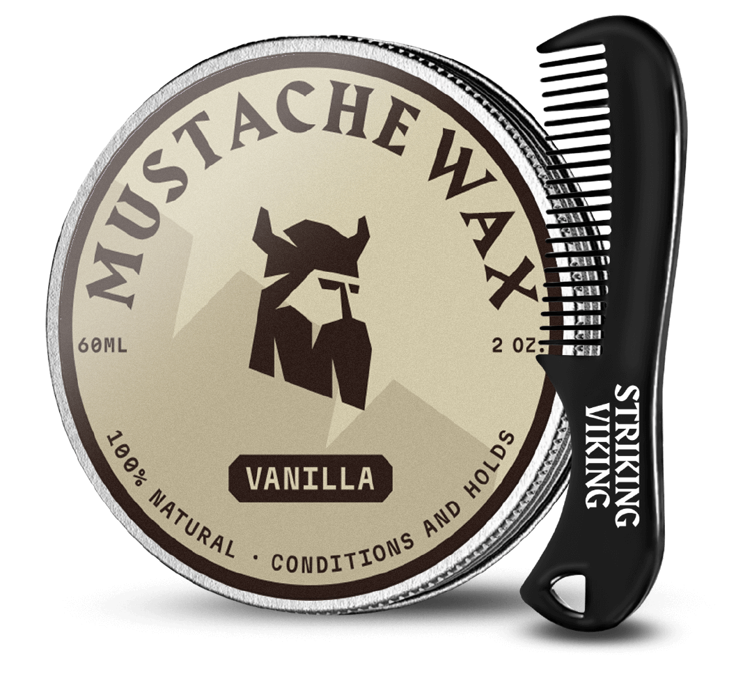 Mustache Wax and Comb Kit with Vanilla Scented Wax and Mini Comb.