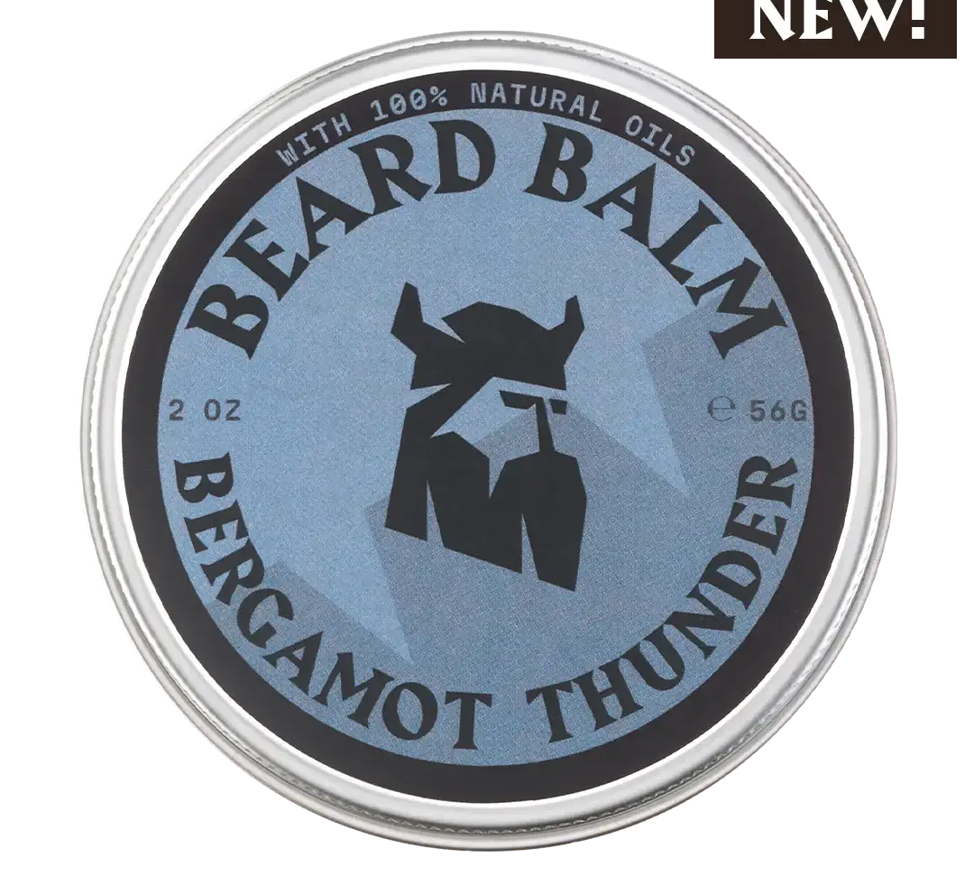 Beard Balm Bergamot Thunder tin with natural oils, 2 oz, moisturizing and styling balm for beard care