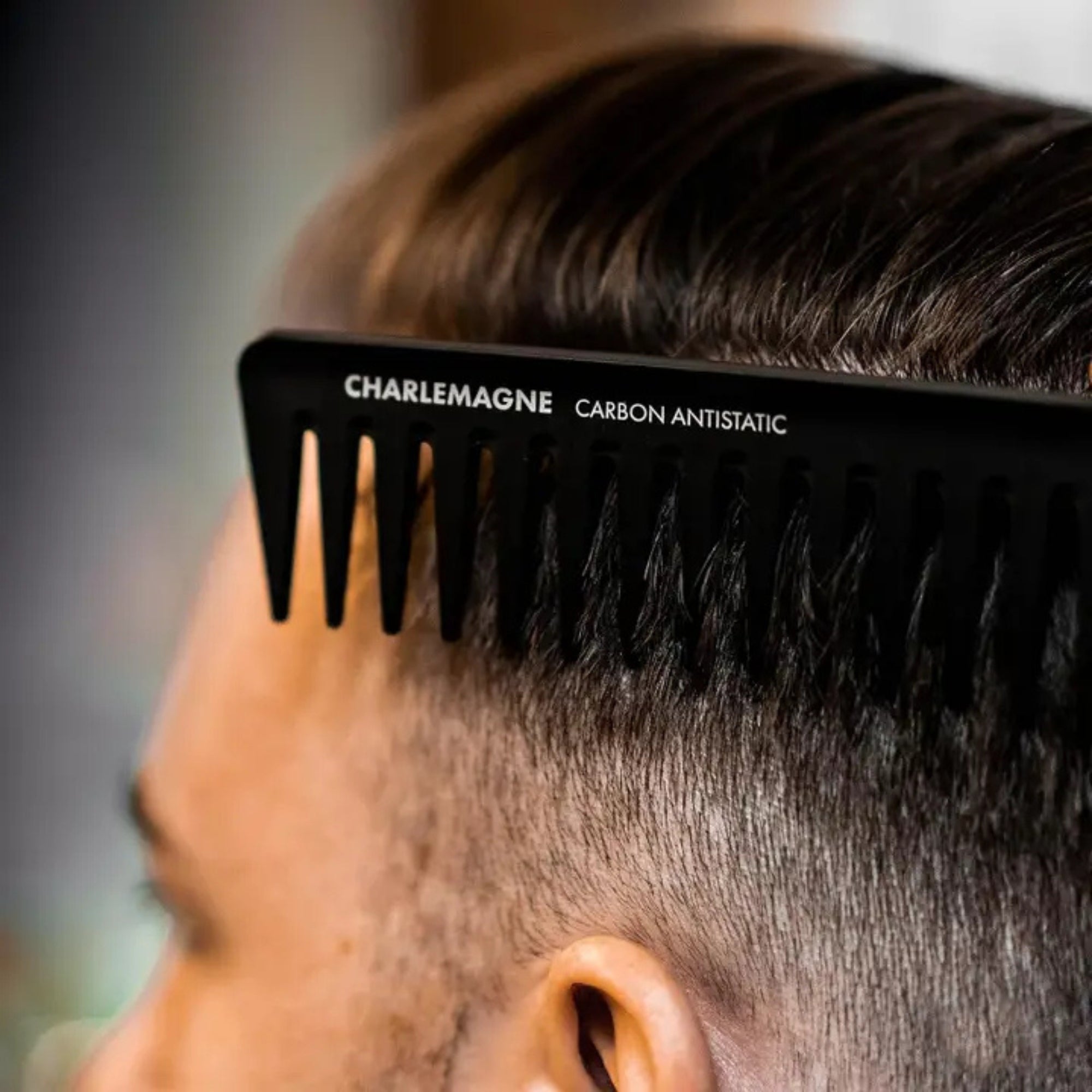 Charlemagne Carbon Wide-Tooth Comb for Men – Heat-Resistant Carbon Fiber Hair Comb
