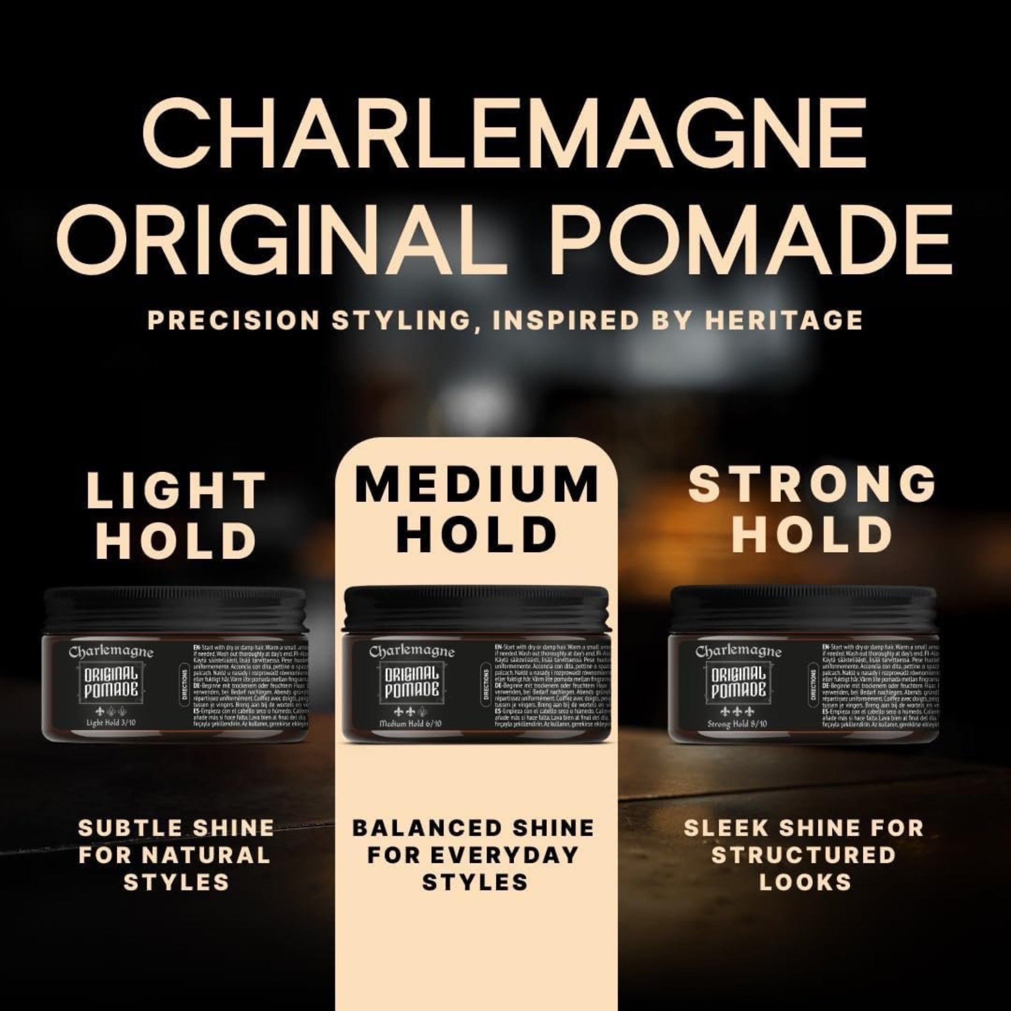 Charlemagne Original Hair Pomade for Men – Strong Hold Water-Based Styling Pomade 100ml