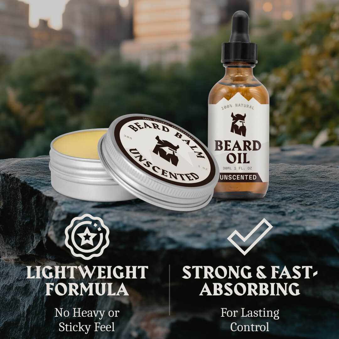 Beard Oil and Balm - Hydration & Styling Kit - Unscented