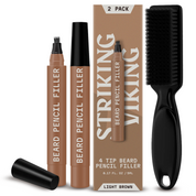 Beard pen 2 pack with brush, 4-tip applicator,light brown color.