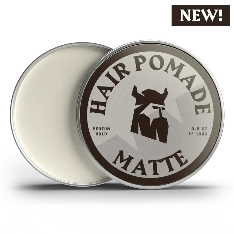 Hair Pomade matte finish with linen scent in a round tin for medium or strong hold styling