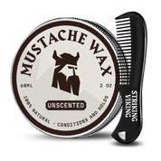 Mustache Wax and Comb Kit with Vanilla Scented Wax and Anti-Static Comb for Styling and Conditioning.