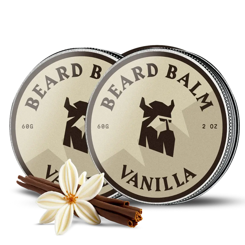 Vanilla Beard Balm 2 Pack with natural ingredients for shaping and nourishing beards.