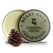 Cedarwood beard balm in tin, 2 oz, natural ingredients.