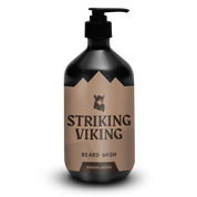Beard Shampoo - Sandalwood by Striking Viking in black pump bottle.