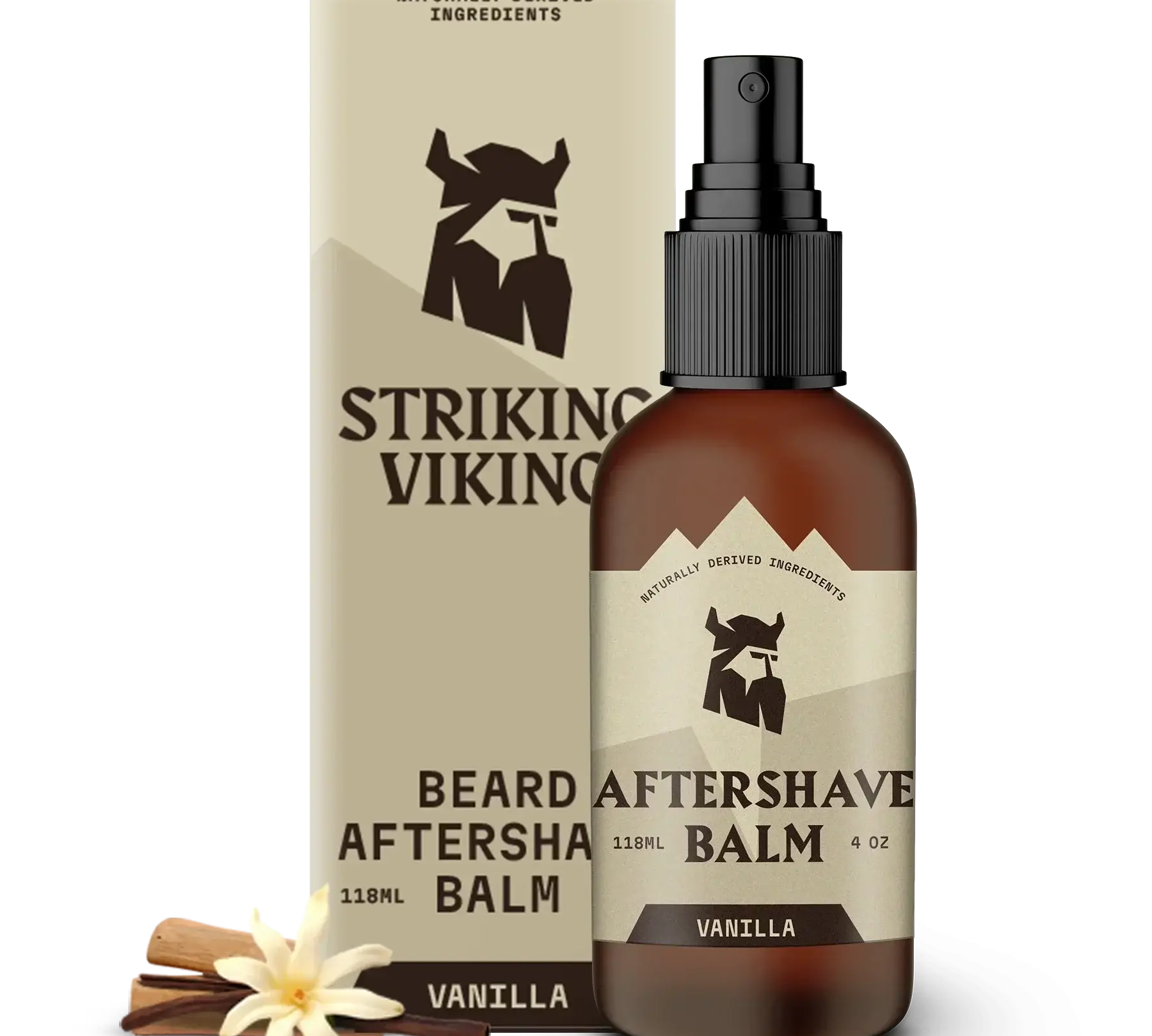 Vanilla after shave balm for men with nourishing formula and soothing fragrance.