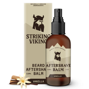 Vanilla after shave balm for men with nourishing formula and soothing fragrance.